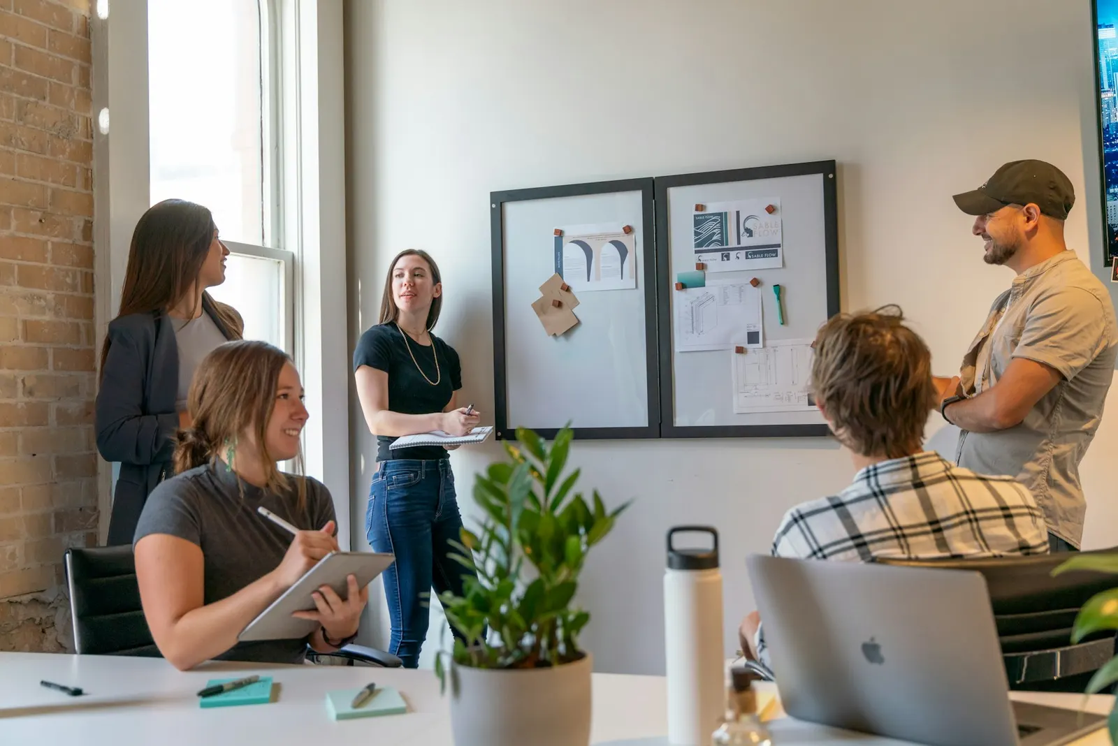 A team working together around a table